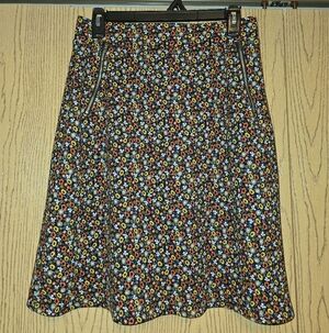 Le Lis A-Line Skirt - Black with Multicolor Floral Medium